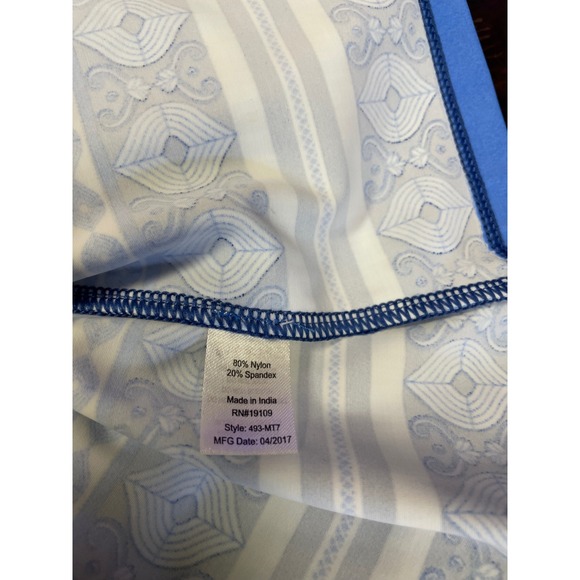 Cabana Life Blue White Tile Print UPF 50+ Shift Dress Beach Preppy Resortwear L - Picture 13 of 14